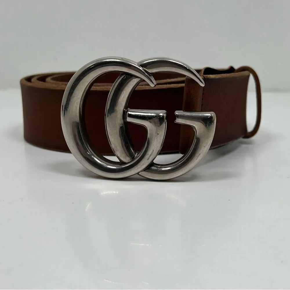 Gucci GG Brown Leather Belt Size 110 - 44